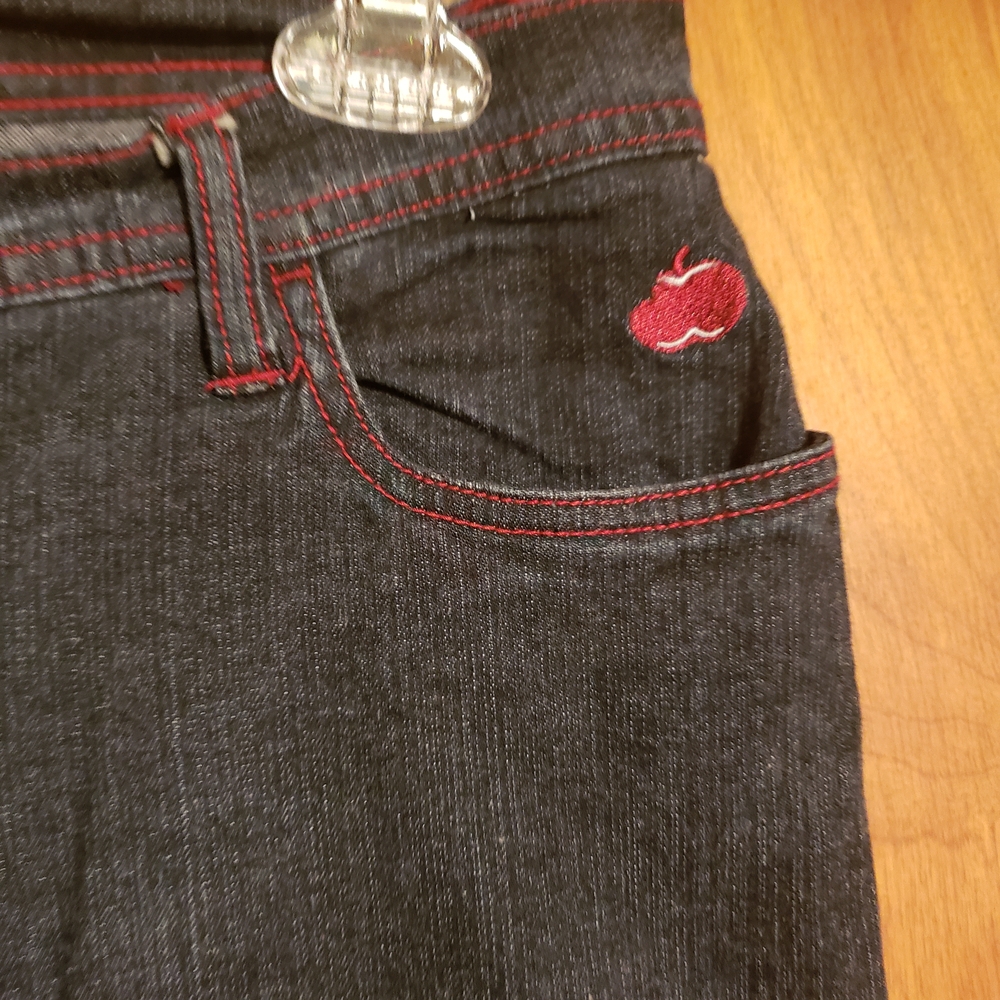 Apple Bottoms Women's Straight Leg Jeans - Black with Red Stitching - Picture 5 of 5